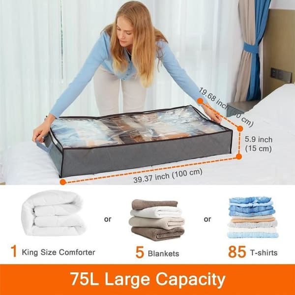 Garment Bag - HAUTSTORE - 3 pcs - Foldable 75L - 100 x 50 x 15 cm - Gray[DB] Gray Gray