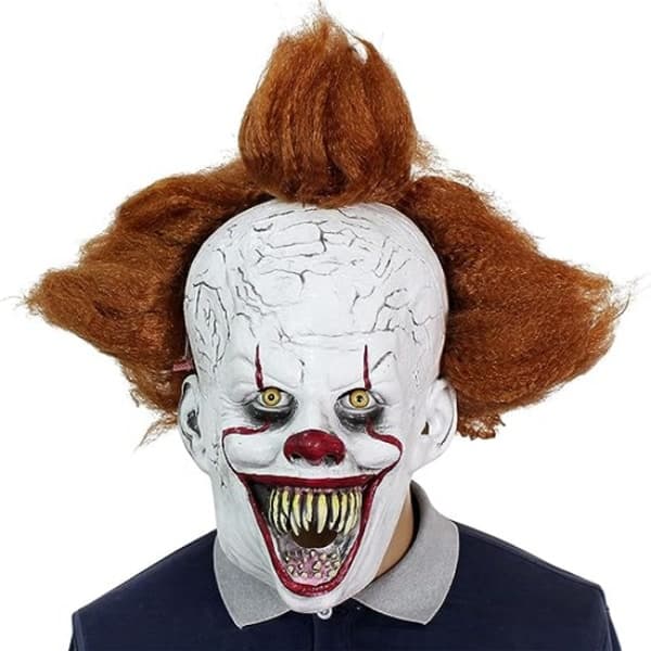 Pelottava Pennywise-klovninaamio peruukilla Halloween-FX-