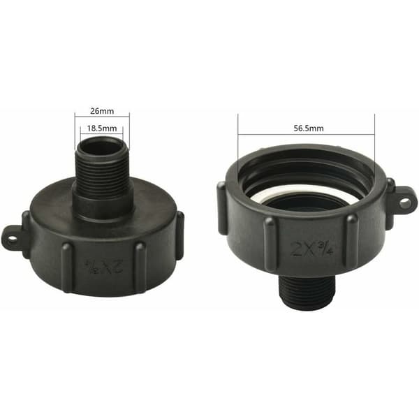 IBC Adapter S60 Skruekobling til IBC Vandtank 2 Tommer til 3/4 Tommer (1 stk)