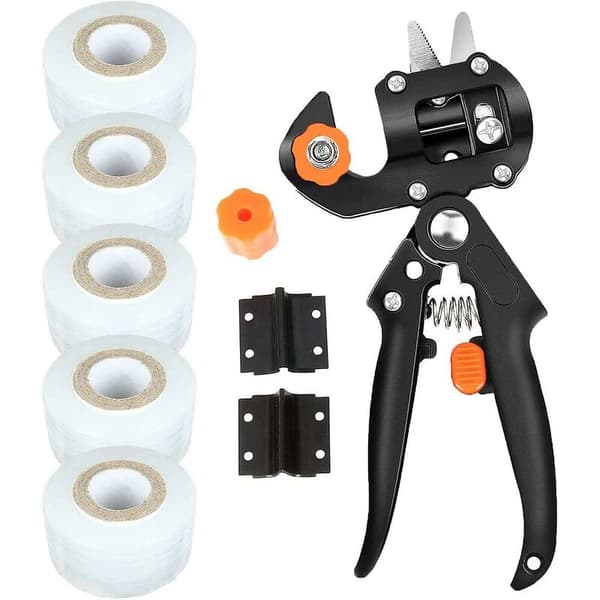 Professional Grafting Shears with 3 Replaceable Blades (V, Ω, U) & 5 Film Tapes, Ideal for Fruit Trees and Vines