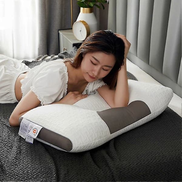 Ergonomic Neck Support Pillow, Breathable Knitted Cotton, Head and Shoulder Relief for All Sleeping Positions, 48 x 74 cm Honeycombed Medium Honeycombed Medium