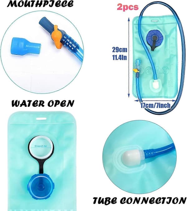 2 Pieces Hydration Backpack Water Bladder 1L, Hydration Bladder, Hydration Bag, Detachable Hydration Bag with Large Opening