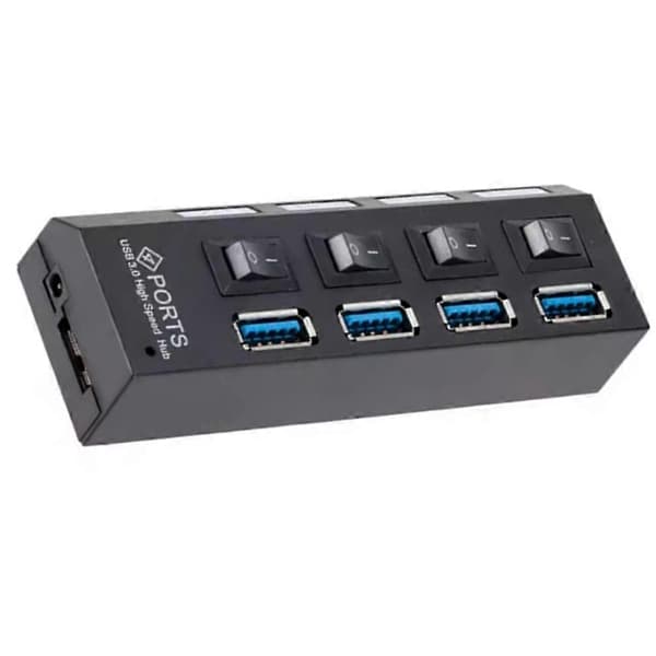 4-ports USB HUB 3.0 Hub USB-splitter Multi USB Hub 3.0 Hub Strømadapter med individuel afbryder til PC