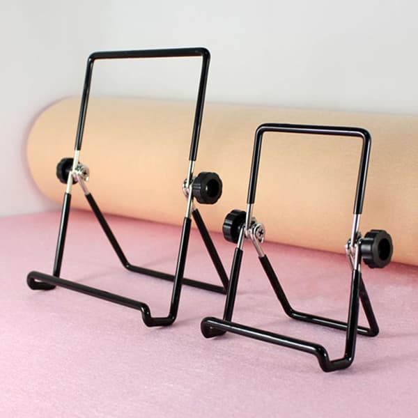 Adjustable Foldable Plate Holder, 1 Piece, Iron Display Stand, Desktop Decoration (Black, 19x14.5cm)