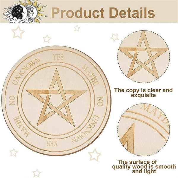 Star Pendulum Board Dowsing Divination Metaphysical Message Board Wooden Board with a Necklace, B