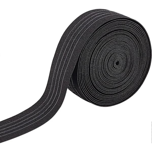 6 meter 37 mm Bred Halkfri Elastisk Band Rak Silikon Elastisk Grippband Platt Midjeband för Sömnadsprojekt Kläder Svart