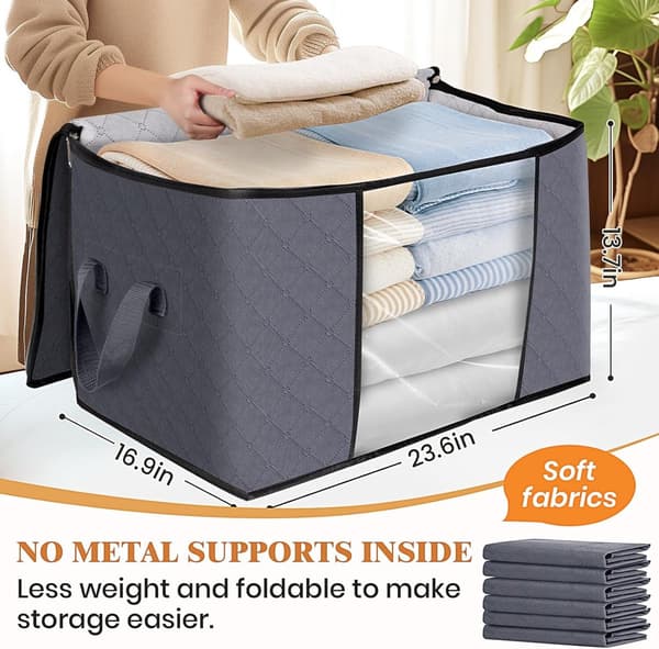 3-pack Clothes Storage Bags - Foldable, with Zipper and Handle - for Bedroom, Wardrobe, Duvet