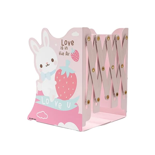 Bookends, Adjustable Bookends, Bookends for Desk (Pink Rabbit)