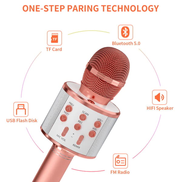 Karaokemikrofoni kaiuttimella - Ruusukulta rose gold