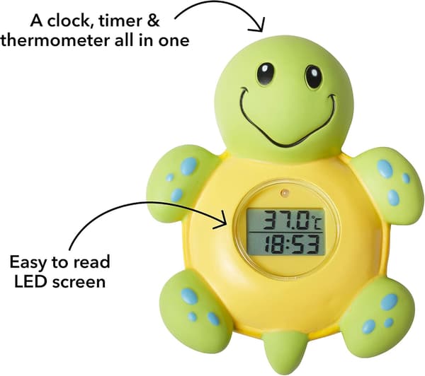 Badtermometer og ur, skildpadde