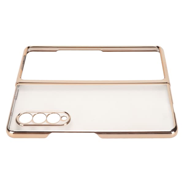 Electroplated Front Rear Phone Case Scratch Resistant Front Rear Protective Cover for Samsung Galaxy Z Fold 3 Foldable Phone Golden