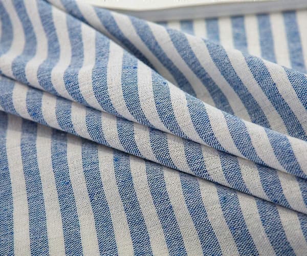 Cotton Linen Tablecloth with Stripes and Tassels, Rectangular, Dustproof Tablecloth for Kitchen, Dining Table, Table Decoration (140 cm x 180 cm, Blue)