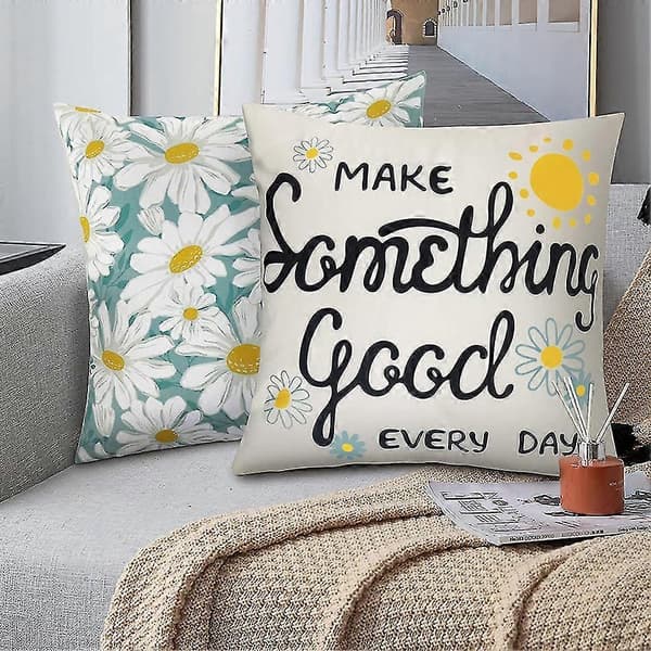 Sommerpudebetræk 45x45 cm Sæt med 4 Bondegård Pyntepuder Sofa Hjem Udendørs Pudebetræk Sommer