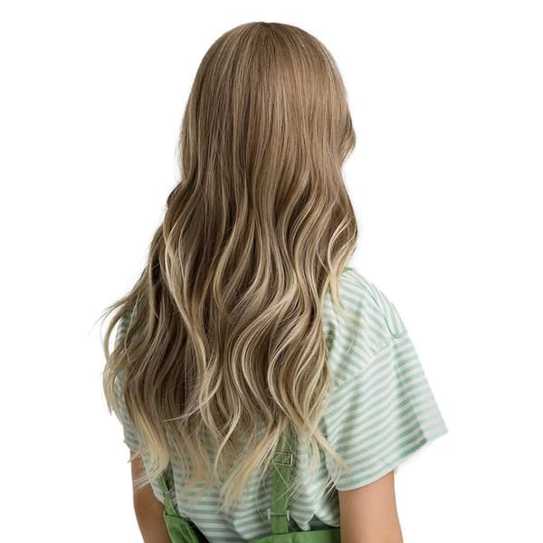 24 tommer lang krøllete hårparykk blond