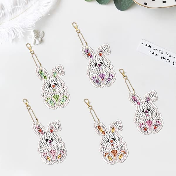 Rabbit Diamond Painting Keychain Kit, Double-Sided DIY Diamo DXGHC