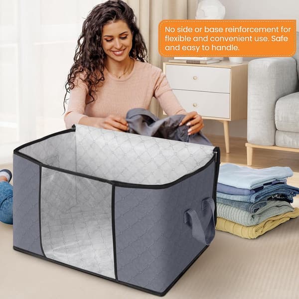 3-pack Clothes Storage Bags - Foldable, with Zipper and Handle - for Bedroom, Wardrobe, Duvet