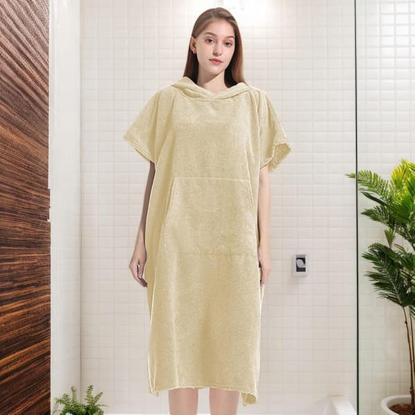 Surf-håndklæde-poncho hurtigtørrende badekåbe af ultrafin fiber creme - Cremefarben