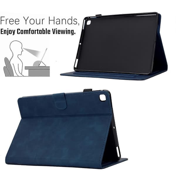 Præget PU-etui til Samsung Galaxy Tab S5e / T720 [DB] Mørkeblå Dark blue