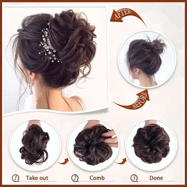 Hårspenne for krøllete bølgete hår Scrunchie Falske Chignons Kloklemme C