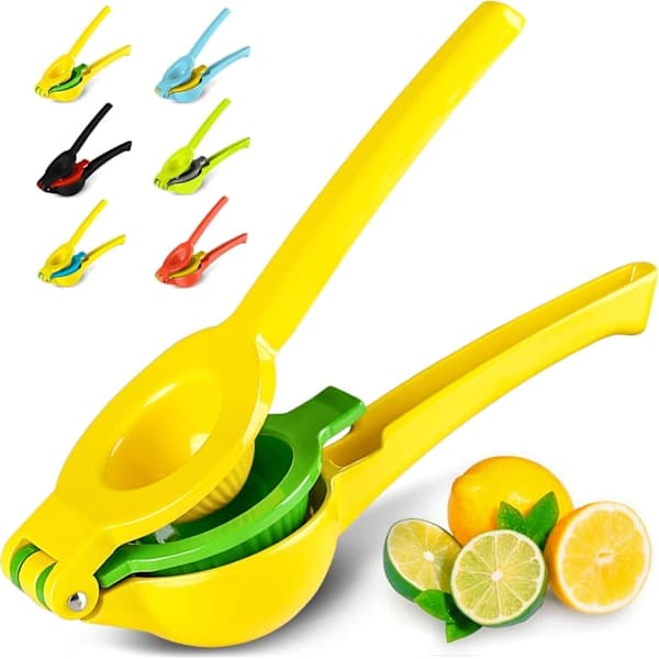 Metallic 2-in-1 Lemon and Lime Squeezer - Hand Press for Lemon - Manual Citrus Juicer for Maximum Extraction