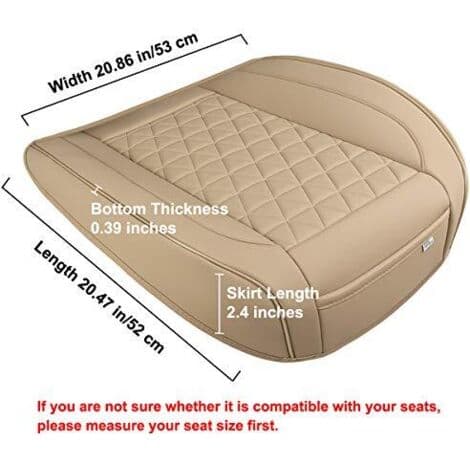 Faux Leather Front Seat Covers, Compatible with 90% of Cars, Triangular Quilted Pattern, 53 cm (L) x 52 cm (W) (1 Pair - Beige)