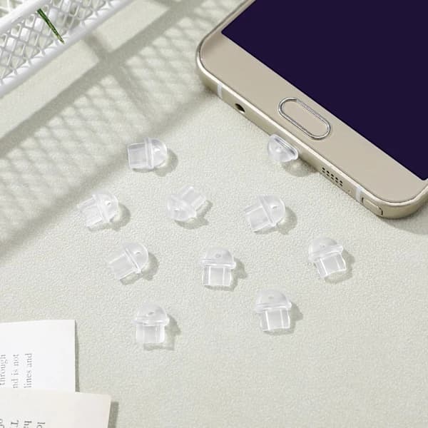 10 stk Ladeportdeksler Mobile Støvplugger Ladeporttilbehør PVC Ladeportdeksler for Micro USB