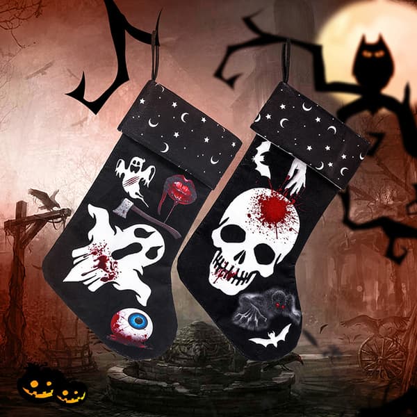 2 Halloween-dekorationsstrømper Spøgelsesfestival kranie spøgelsesprint gi