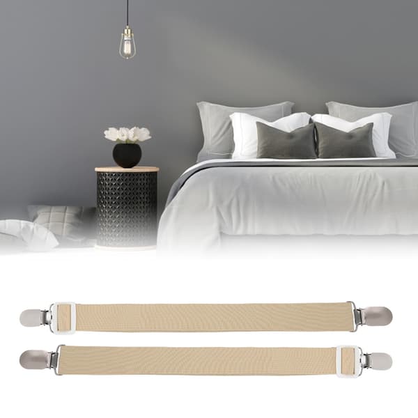 2 Pcs Multifunctional Sheet Holders, Non-slip Fasteners for Mattress (Khaki)