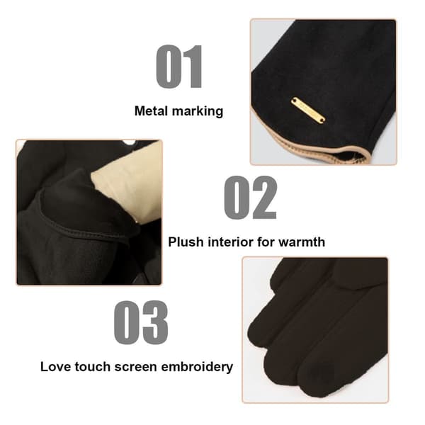 Varme damehandsker til vinter med følsom berøringsskærm til tekstning af fingre sort KLB