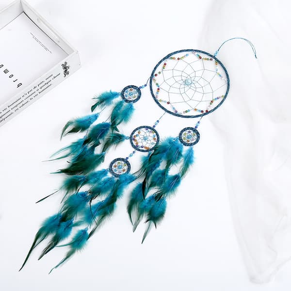 Dream Catcher Feather Pendant Five Rings Wind Chimes Pendant Home