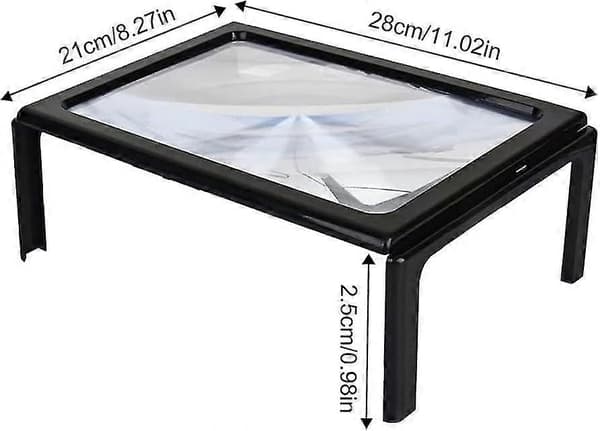 Reading Glasses, 3x Magnification A4 Rectangular Illuminated Magnifier with 4 Bright LED Lights Large Full Page Illuminated Magnifier