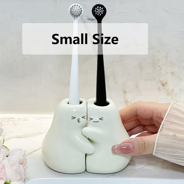 Keramisk tandbørsteholder til badeværelset, sæt med 2 søde tandbørsteholdere penneholdere