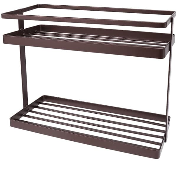 Kitchen Bathroom Wall Mounted 2 Tier Storage Organizer Storage Shelf Art Wall Shelf Multi-layer Spice Rack