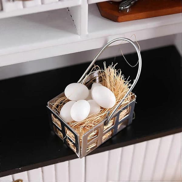 1/12 Miniature Egg Basket Kitchen Scene Model DIY Pretend Play Toys Accessories