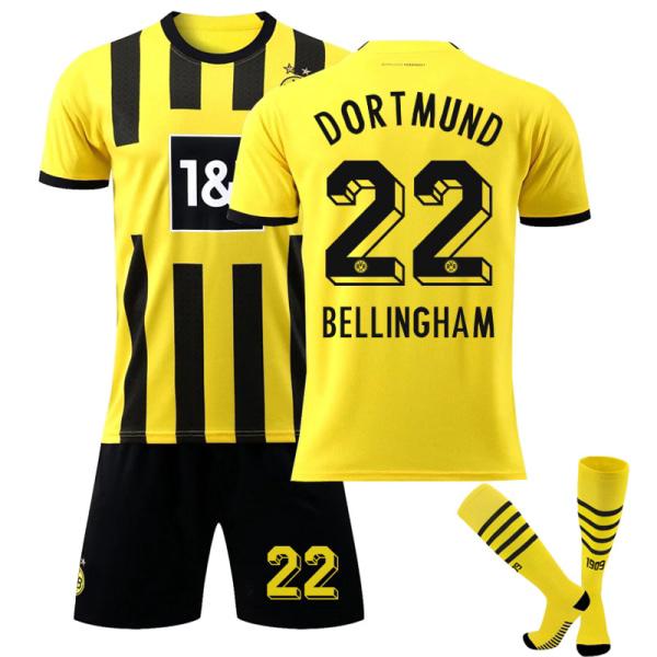 22-23 Dortmund Kids hemmafotbollströja med strumpor nr 22 Bellingham Bekväm 22