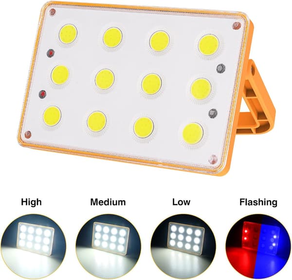 60W Oppladbar LED-flomlys 120 COB 4 moduser Solcelleladbar