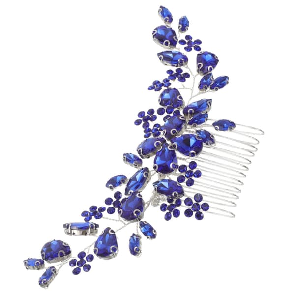 blå brudehårkam med rhinestone, metallkam for bryllupsfrisyrer -
