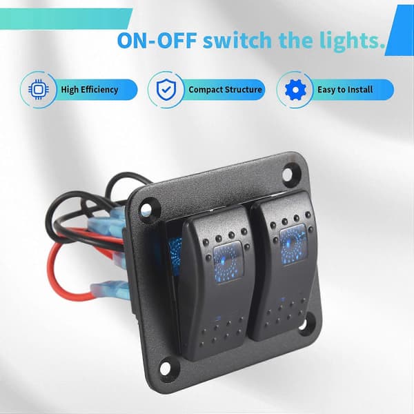 2-veis vippebryterpanel 5Pin på Av Forhåndskoblet vippebryter Vanntett bryterpanel for bil marine ATV tilhenger blå