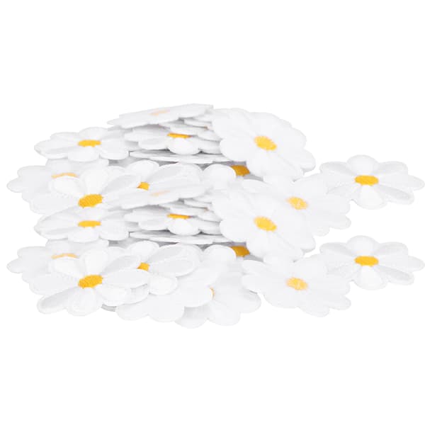 40 Daisy Pattern Embroidered Fabric Stickers, Iron-on Patches, DIY Backpack Clothing Accessories
