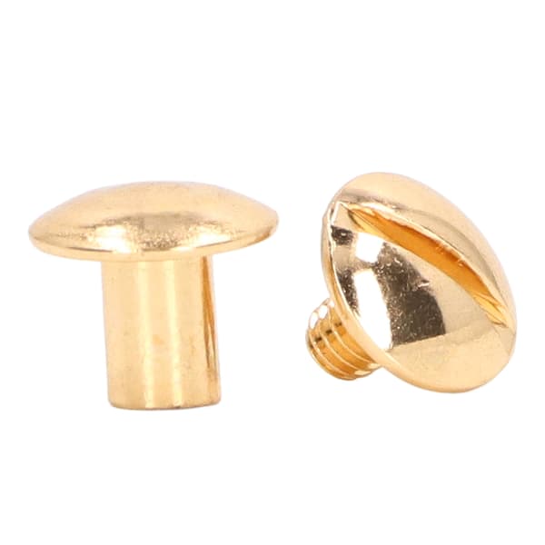 200 Sets Bookbinding Screw Uniform Coating Curved Surfaces Brass Electroplating Treatment Chicago Screws Assortment Set Gold