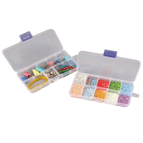 Plast 10 Rum Justerbar Smykkeskrin Opbevaringsboks Case Craft Orga White