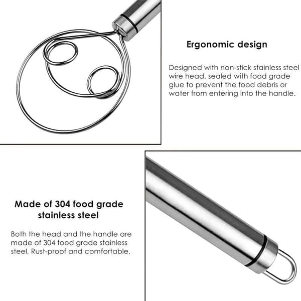 Stainless Steel Danish Dough Whisk Dutch Dough Whisk Scoring Tool Cake Tool for Bread, Pastries or Pizza