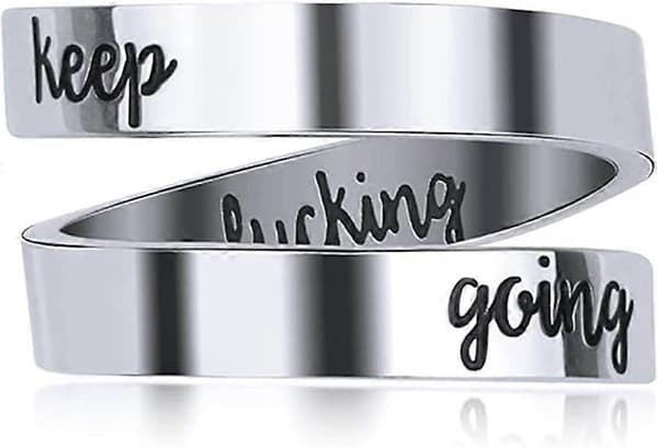 Justerbar Ring, Graverad Inspirerande 'Keep Going'-ring för Män, Kvinnor, Pojkar och Flickor