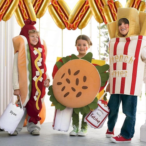 8 stk. Hotdog Helium Folieballoner, Fastfood Snacks Picnic Burger Grill Tema [db]