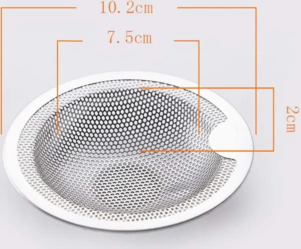 Hårfanger for avløp, rustfritt stål, kjøkkenbenk, dusj, hårfelle, badekar, 2 stk (10,2 cm)