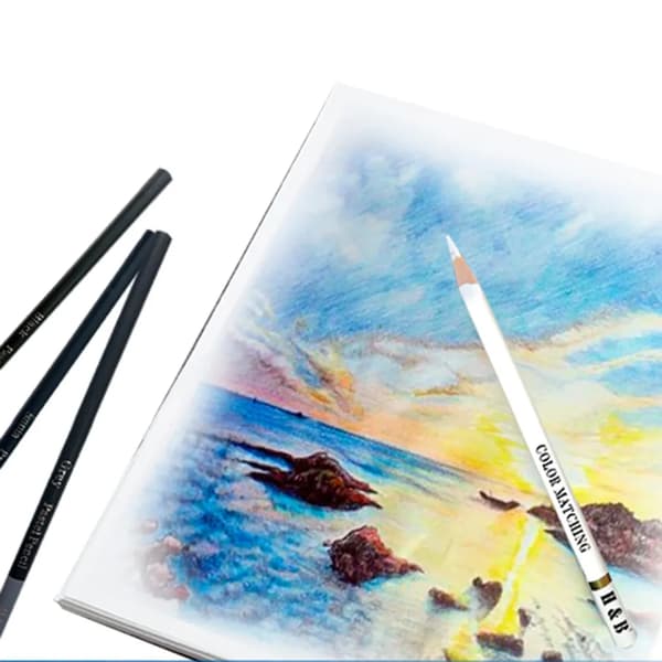 H&B 15 st/set konstmaterial ritset vitt kol och pastellpennor set målningsverktyg