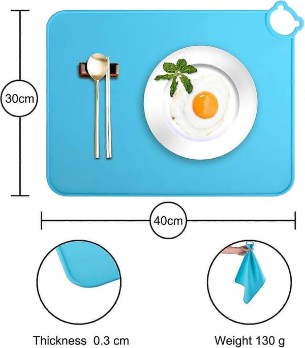 Silikonunderlägg för Barn Baby, Diskmaskinssäker Bordstablett, Småbarn Bärbar Matta Reseset om 2