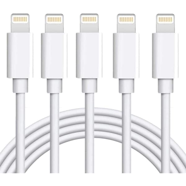 5X Lightning USB-kaapeli Applelle iPhoneen ja iPadiin, 1 m, valkoinen