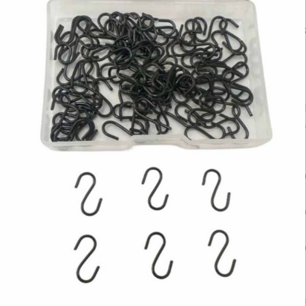 Mini S-hooks in stainless steel, 100-pack silver