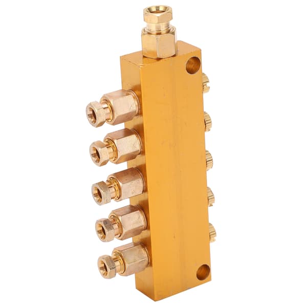 Oil Distributor Adjustable Brass Lubrication Piston Separator Divider Valve Lubrication System 1 in 5 out